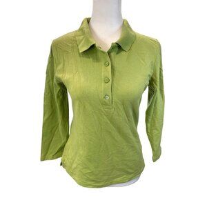 Alexandra Bartlett Collared Green Pullover Long Sleeve Shirt Sz S